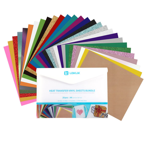 LOKLiK Lot de vinyle transfert de chaleur – 30 feuilles A4 flexibles