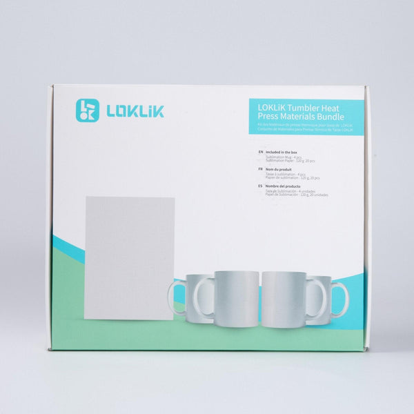 Pack de démarrage LOKLiK pour presse à chaud pour gobelet auto – 4 gobelets + 20 papiers de sublimation