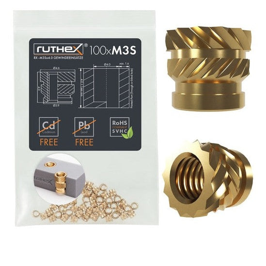 Ruthex M3 inserts filetés courts – RX-M3Sx4.0 (100 pièces)