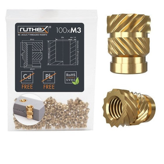 Ruthex M3 inserts filetés RX-M3x5.7 – 100 pièces