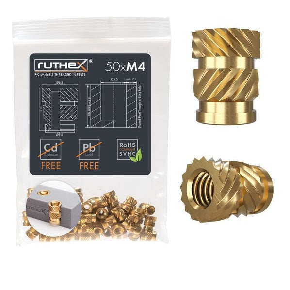 Ruthex Rx-M4x8.1 insert fileté - 50 pièces