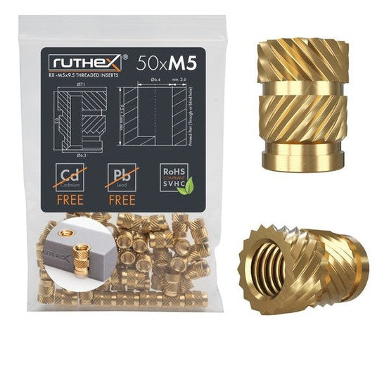 Ruthex M5 inserts filetés RX-M5x9.5 – 50 pièces