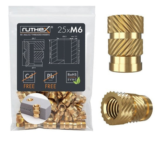Ruthex M6 inserts filetés – RX-M6x12.7 (25 pièces)
