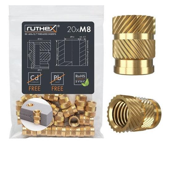 Inserts filetés Ruthex M8 – RX-M8x12.7 (20 pièces)
